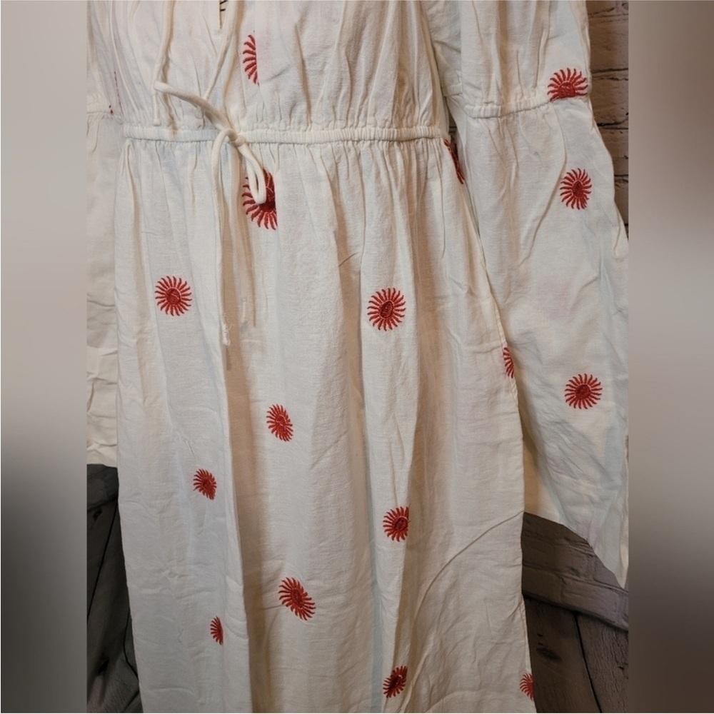 Free People Emory White Maxi Dress with Red Floral Accents - S NWOT - Picture 9 of 11